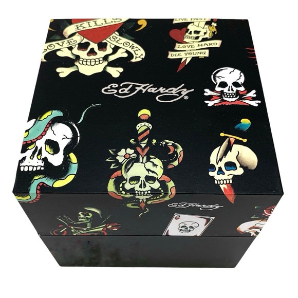 Ed Hardy Skull Men's Mesh Analog Watch Black NWT Multicolor - Picture 5 of 10